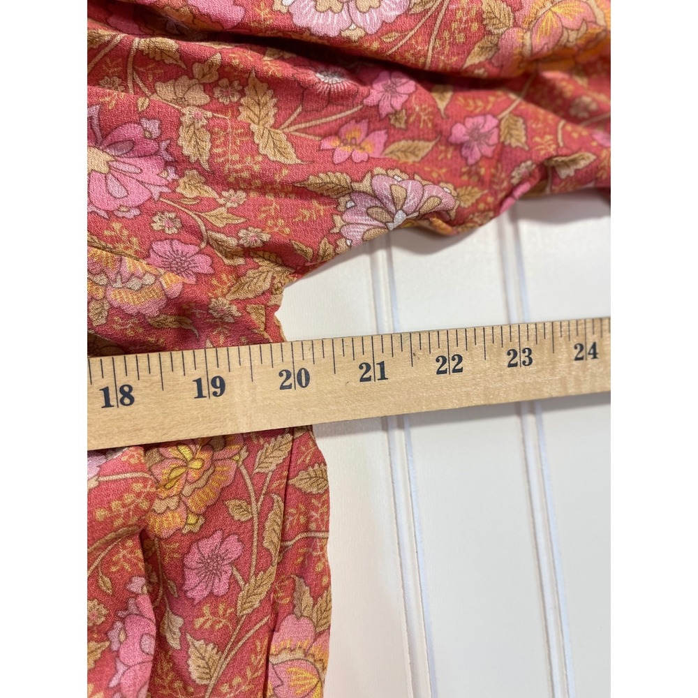 Rachel Zoe Solaria Floral Tunic Blouse Viscose Boho Peasant Top Coral Pink M - Picture 5 of 8
